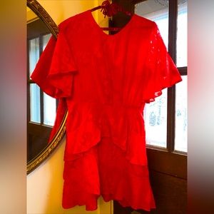 Honey Belle: Red sun dress open V back ~ Red Valentine Dress - size M